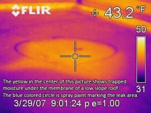 Infrared Image of Trapped Moisture In a Roof