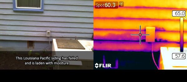 Infrared Inspection Reveals Mositure-Laden Siding